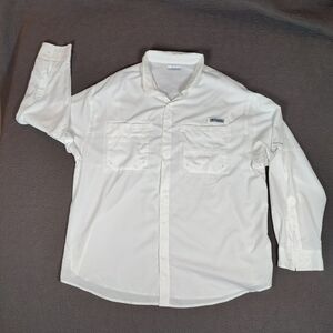 Columbia PFG Long Sleeve Fishing Vented Shirt Mens 2XL  Solid White Tamiami